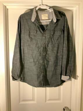 Weatherproof Vintage Original Men's Gray Long Sleeve Button Up Shirt Size XL